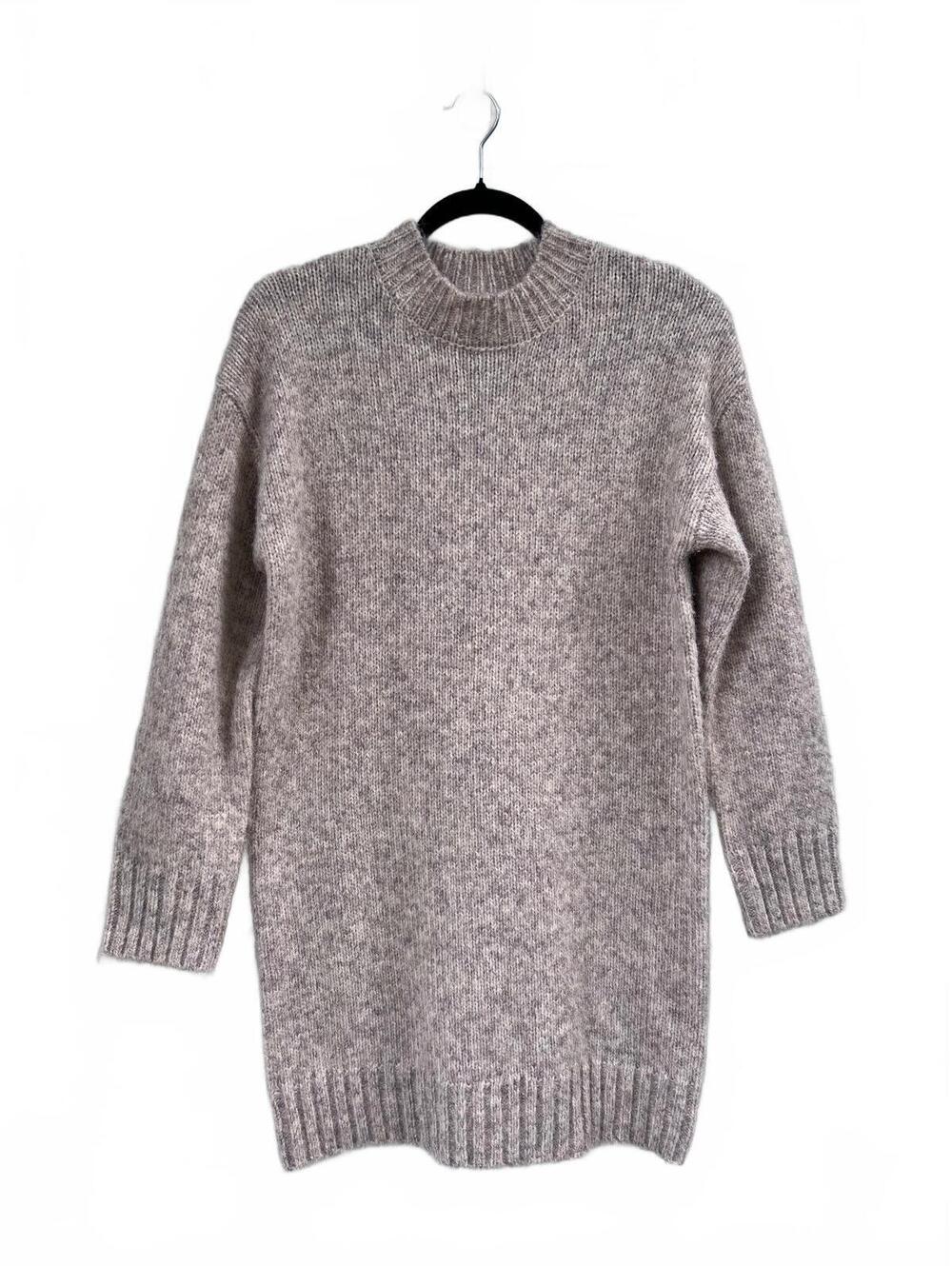 Topshop beige gray knit sweater mini dress Size XS 0-2 Cozy Fall Cute Layer